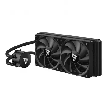 Vedelikjahutuskomplekt SAVIO NOX 240 mm — 240 mm radiaator, 2×120 mm ventilaatorid, alumiiniumradiaator, vasest alusplaat, toetab LGA 2011/2011-v3/2066/1200/115x/775