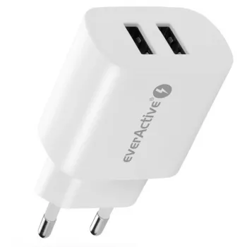 Laadija 2x USB 2,4A 12W valge