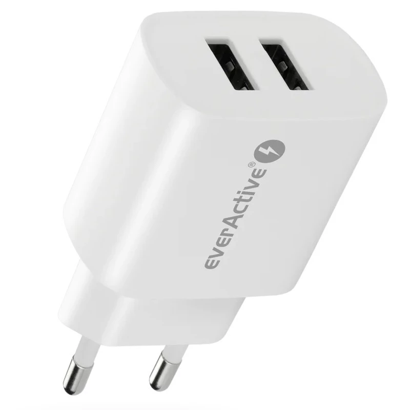 Laadija 2x USB 2,4A 12W valge