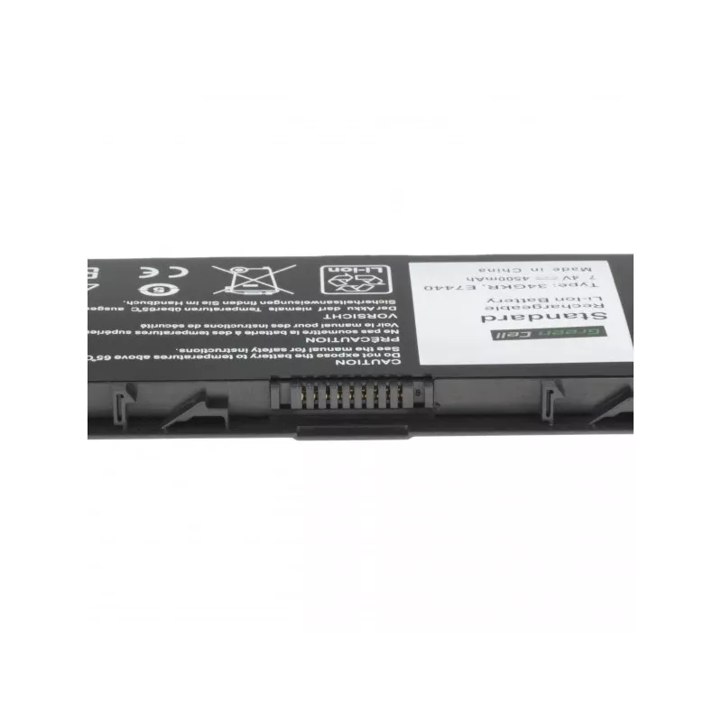 Aku roheline Cell DE93 DELL Latitude E7440 jaoks, Li‑Ion 7,4V 4500mAh, 4 elementi, must