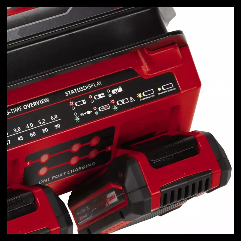 EINHELL Power X-Quattrocharger 4A – universaalne Power X-Change laadija 4-le akule (LED-olekuindikaator | paralleellaadimine | kiirlaadimine | laadimishaldus | ümberlaetav)