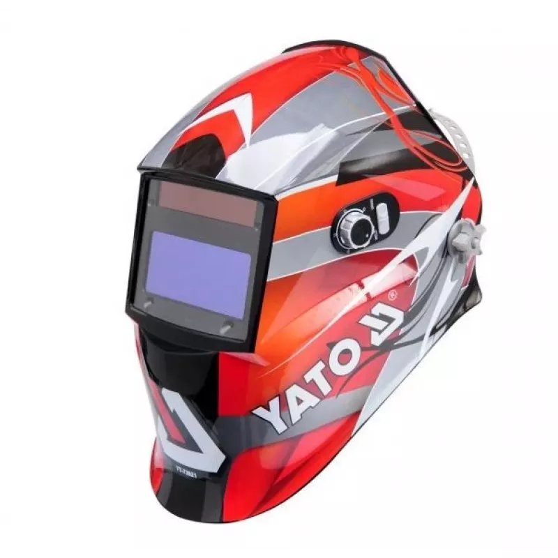 Keevituskiiver YATO YT-73921 automaatselt tumeneva filtriga, varjund 9–13, PC-korpus, vaateala 4,3×9,8 cm, aku 3 V