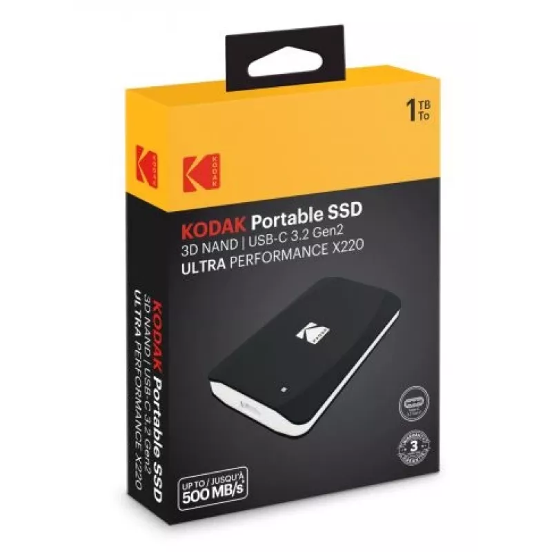 SSD ketas Kodak 1TB kaasaskantav 2,5-tolline 3.2Gen2 X220