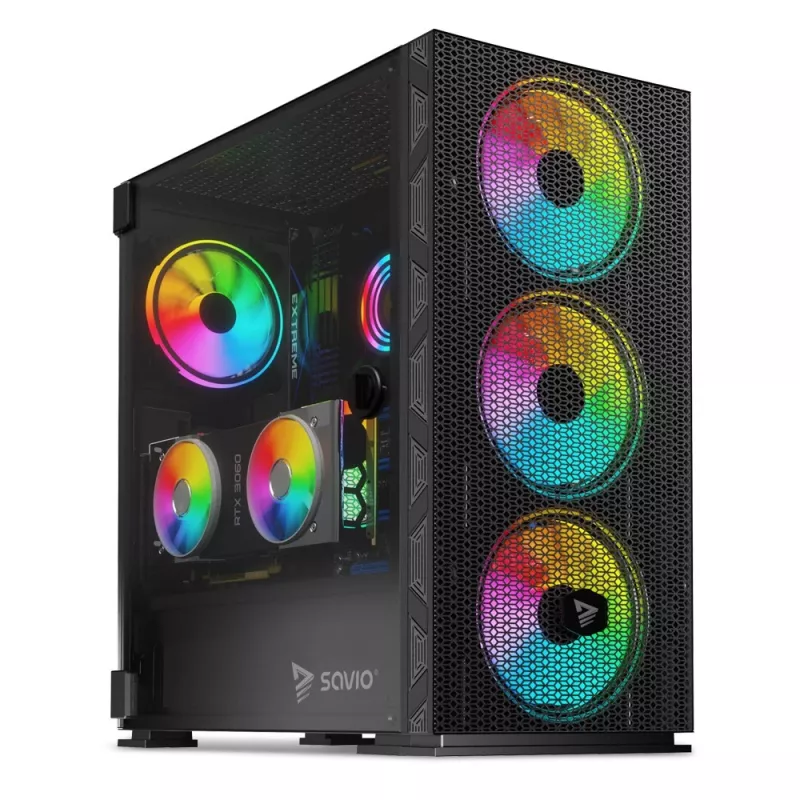 SAVIO arvutikorpus Raptor X1 ARGB klaas/võrk must