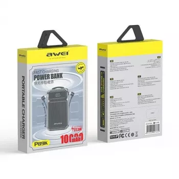 Akupank 10000mAh 38,5 W P89K integra. kaablid