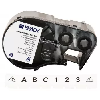 Brady Corporation M4C-500-595-WT-BK Vinüül Must Valgele 12.70 mm x 7.62 m püsiliim (170818)