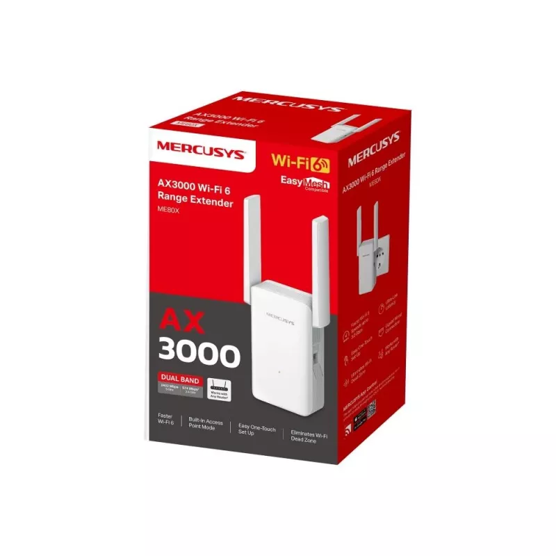Mercusys ME80X võrgulaiendaja, valge 100, 1000 Mbit/s