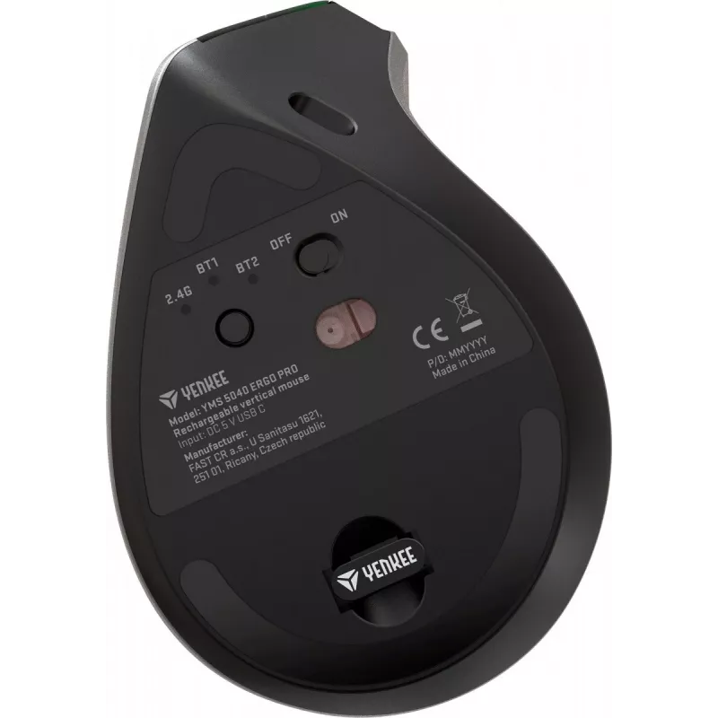 Kaherežiimiline 2.4GGz/BT5.0/BT3.0 akuga vertikaalne juhtmevaba hiir