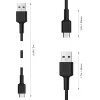 USB-C–USB-A kaabel Aukey CB-CA2, nailonpõimikuga, Quick Charge 3A, 1 m