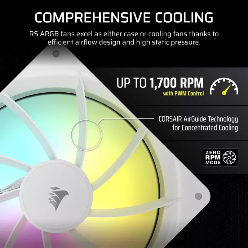 Ventilaator Corsair RS140 ARGB 14 cm Valge 330-1700 p/min