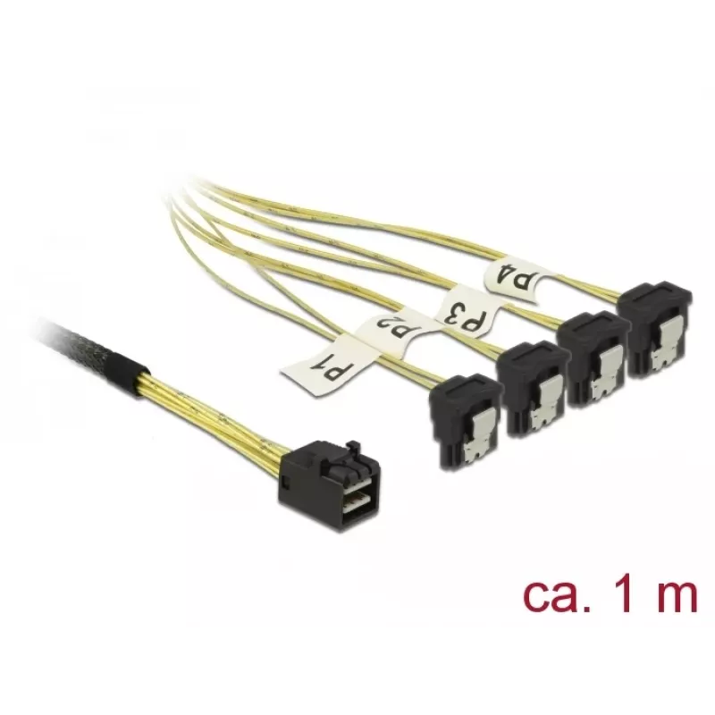 SCSI-kaabel DeLOCK 85685 must kollane 1 m 1 x Mini SAS HD SFF-8643 4 x SATA 7 pin