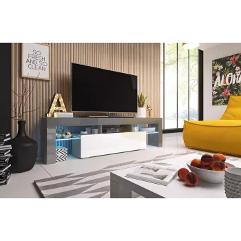 Cama TV-alus TORO 158 hall/valge läikiv