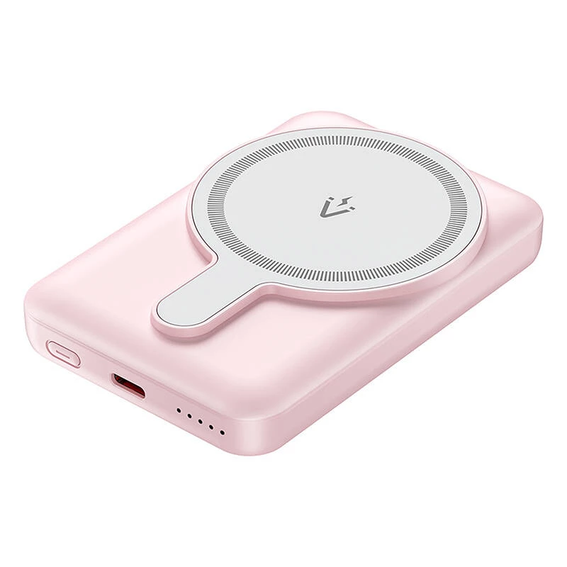 Akupank Vention FHSP0 5000 mAh juhtmevaba laadimise, USB-C, 3 A väljundiga, roosa