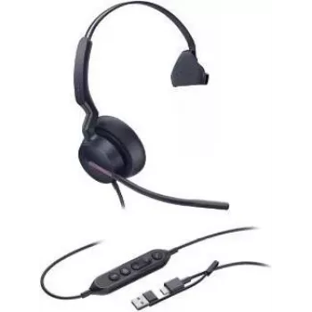 Yealink UH46 Mono 1308242 peakomplekt – USB-C/USB-A – mono – mürasummutus – 35 mm kõlar – lairibaheli – 3-mikrofoni-tehnoloogia – must