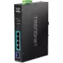 TRENDnet TI-PGM541 - lüliti - -20 °C - 65 °C (-4 °F - 149 °F) - 4 x 10/100/1000 (PoE+) + 1 x Gigabit SFP - DIN-liistule paigaldatav, seinale kinnitatav - PoE+ (120 W) - alalisvool