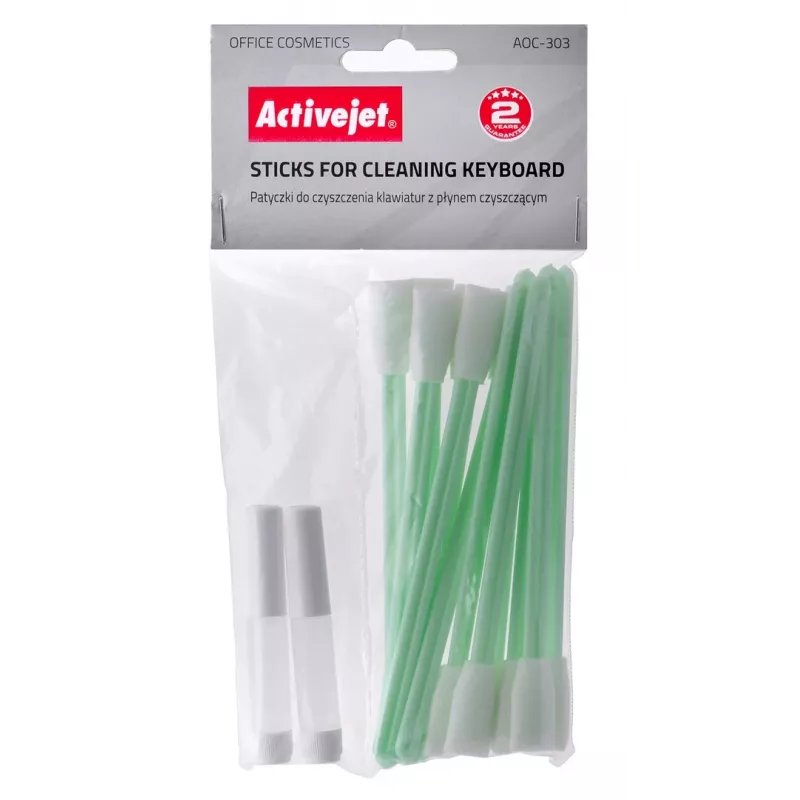 Seadmete puhastuskomplekt ActiveJet AOC-303 — 12 valget puuvillast pulgapuhastusvahendit klaviatuuridele, universaalne