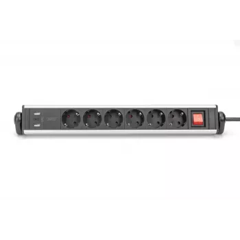 Digitus 6-suunaline kontori pikendusjuhe 3 USB pordiga 1,5 m kaabel