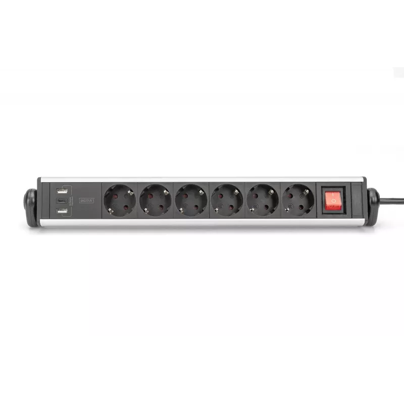 Digitus 6-suunaline kontori pikendusjuhe 3 USB pordiga 1,5 m kaabel