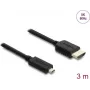 HDMI kaabel DELOCK 81692 — 3 m, HDMI tüüp A (standard) HDMI tüüp D (mikro), 48 Gbit/s, kuni 7680×4320, kullatud kontaktidega, must