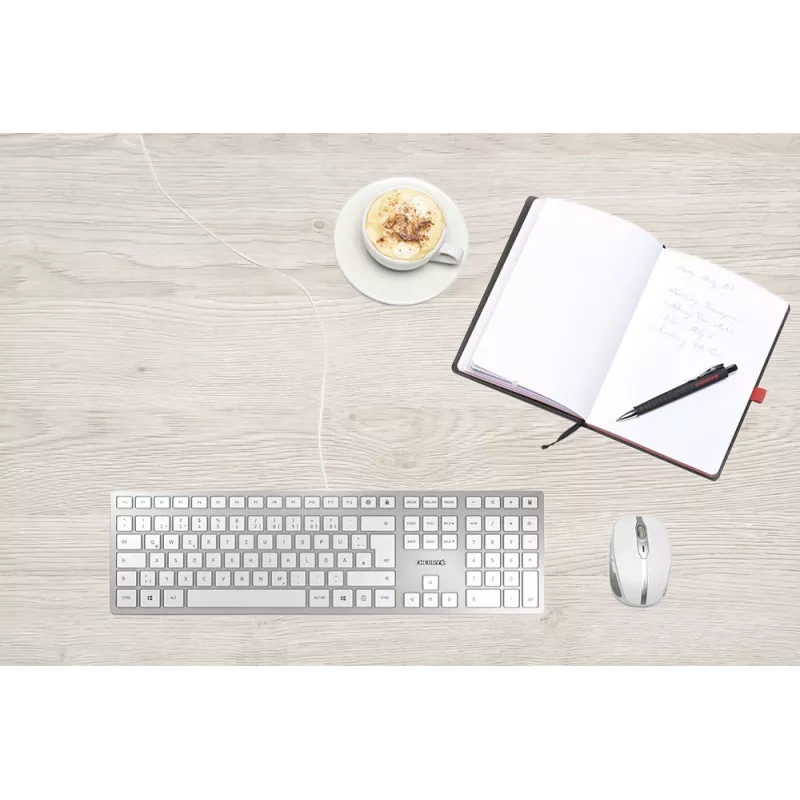 Klaviatuur CHERRY KC 6000 õhuke Universaalne USB QWERTZ Saksa Hõbedane