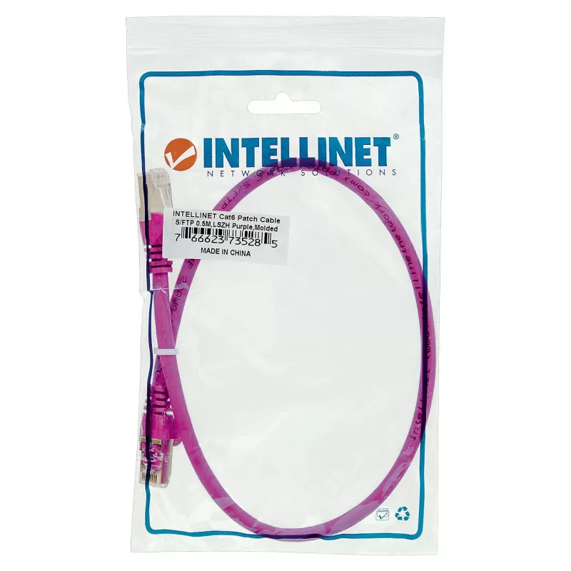 Intellinet võrguparanduskaabel, Cat6, 0,5 m, punane, vask, S/FTP, LSOH / LSZH, PVC, RJ45, kullatud kontaktid, tõmbevabastusega, saapaga, eluaegne garantii