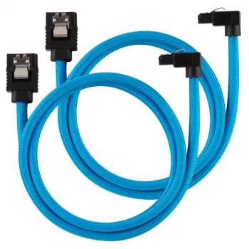 Corsair Premium Sleeved SATA-kaabel nurga all, sinine 60 cm - 2 tk