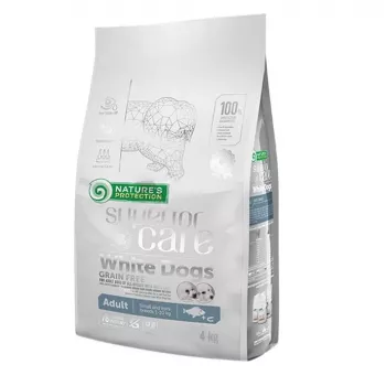 Kuiv koeratoit nature’s protection Valge Dogs GF Valge Fish Adult Small 4 kg — teraviljavaba, valk 24%, rasv 13%