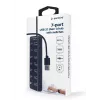 USB-jaotur Gembird UHB-U3P7P-01, 7-pordiline USB 3.2 Gen 1 (Type-A), 0,24 m kaabel, must