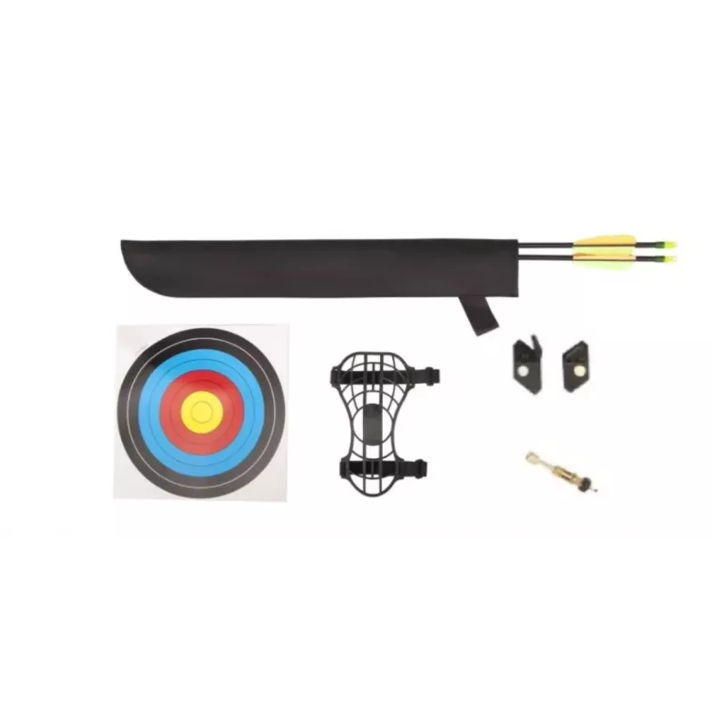 Compound bow POE LANG EK Chameleon Must 10–15 lb tõmbejõud, alumiinium, 930 mm, 22-tolline nöör, sisaldab 2 noolt ja tarvikuid