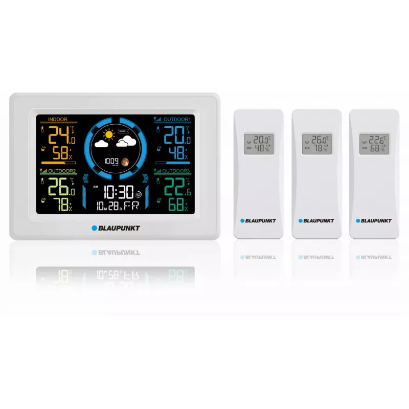 Ilmajaam BLAUPUNKT WS40WH juhtmevaba sise-/välistemperatuuri ja -niiskuse monitor