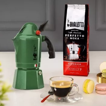 Moka pot BIALETTI Moka BREAK ALPINA — 3 tassi, roheline, alumiinium, bakeliidist käepide