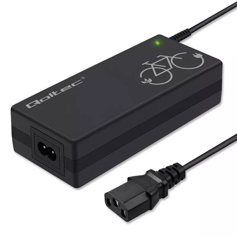 Laadija QOLTEC 36V–42V 2A C14 IEC 3-kontaktilise pistikuga e-jalgratta akudele