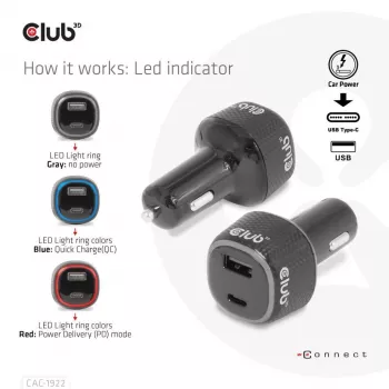 CLUB3D sülearvuti / sülearvuti autolaadija 63 Watt, Auto, sigaretisüütaja, 24 V, must