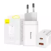 Baseus Super Si Pro kiirlaadija USB + USB-C 30 W (valge)
