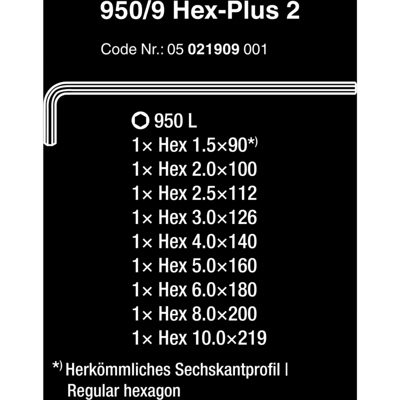 L-kujuline kuuskantvõtmekomplekt Wera 05021909001