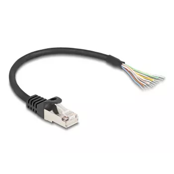 DeLOCK kaabel RJ50 isane avatud juhtmeotstele S/FTP 0,25 m must