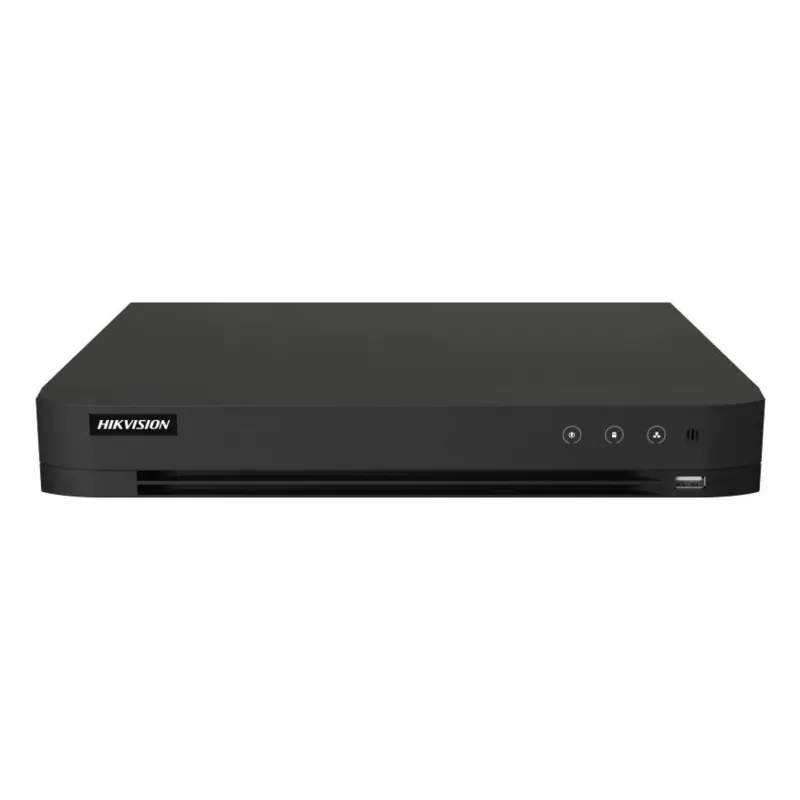 DVR Hikvision Pro seeria 8-kanaliline 5 MP 1U H.265 AcuSense, 8 sisendit, Gigabit Ethernet, 12 TB kõvaketas, 12 V, 24 W
