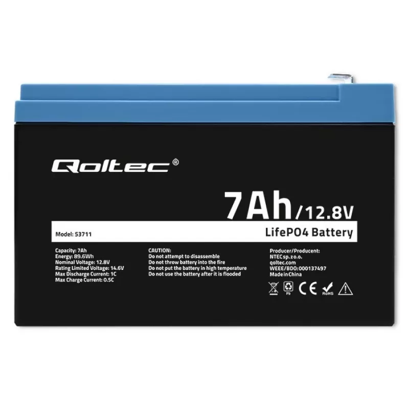 LiFePO4 aku 12.8V 7Ah, 89.6Wh, BMS