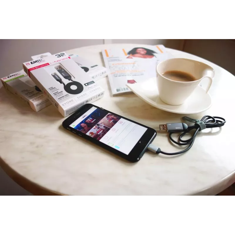 USB-kaabel Emtec T700C2 1.2m USB C Must