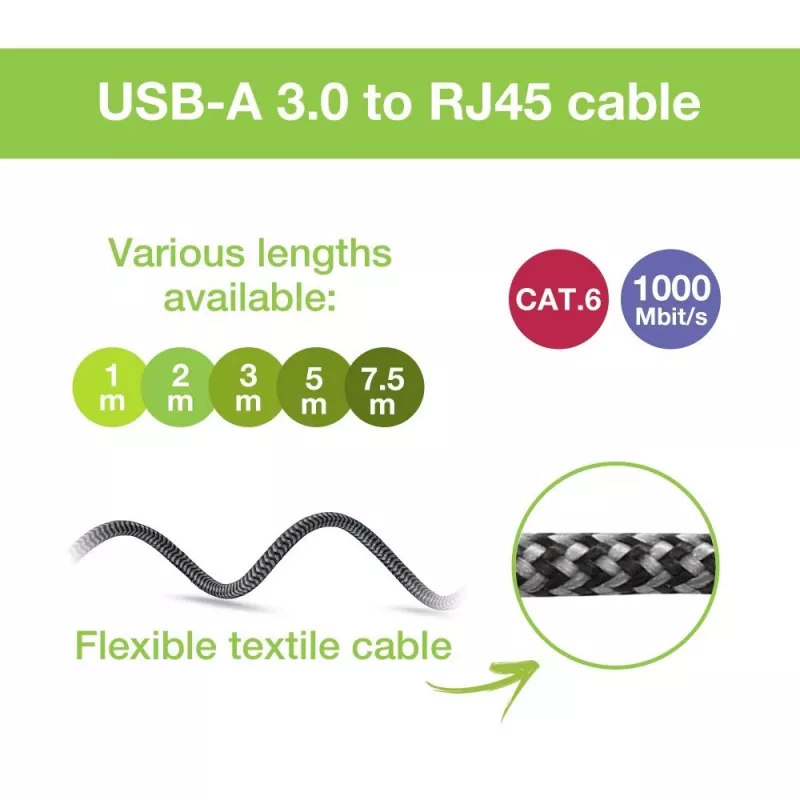 Techly ICOC U3A-RJ45-010 võrgukaabel Must, Hõbedane 1 m Cat6 F/UTP (FTP)