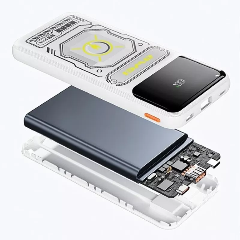 Powerbank 10000mAh 22,5 W P77K integreeritud kaabliga