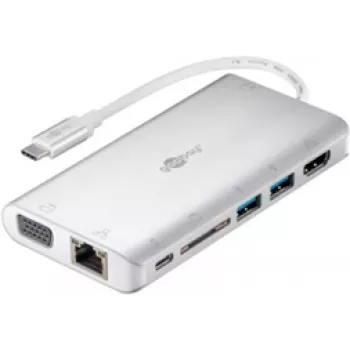 Goobay 49850 sülearvuti dokkimisjaam ja pordireplikaator Juhtmega USB 3.2 Gen 1 (3.1 Gen 1) USB-C Hõbedane - Valge (49850)
