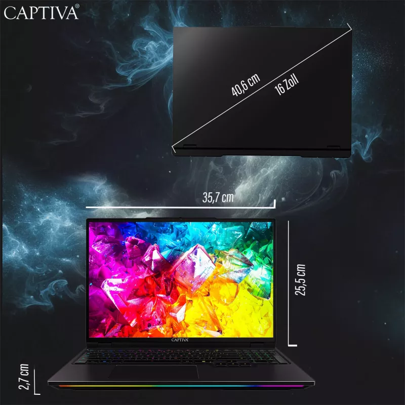 Captiva Ultimate Gaming R95-061GE mängusülearvuti, AMD Ryzen 9 9955HX, 16-tolline WQXGA, 64GB DDR5, 2TB SSD, NVIDIA GeForce RTX 5090, Windows 11
