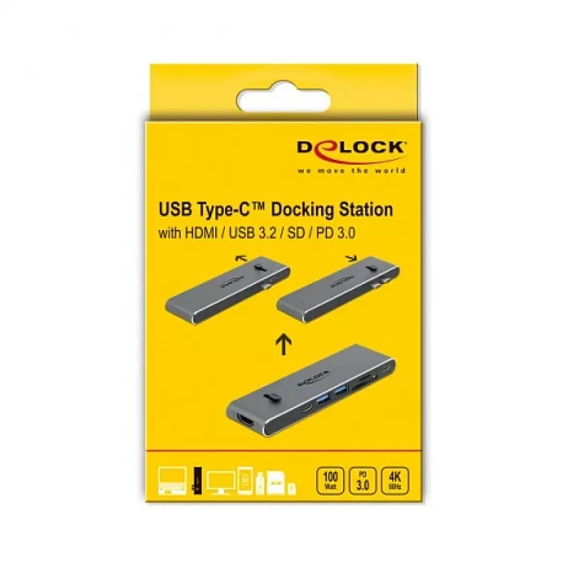 Dokkijaam DeLOCK Dual USB USB-C, HDMI, USB 3.2, SD, PD 3.0