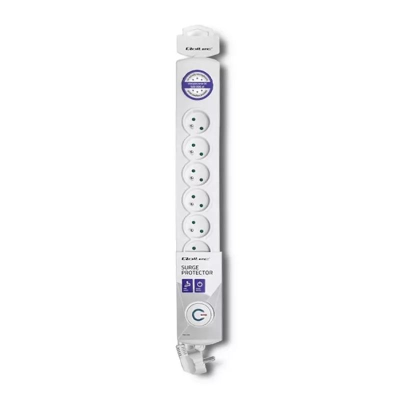 Liigpingekaitse Qoltec 50293 valge 8 vahelduvvoolu väljundit 230 V
