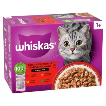 Märg kassitoit kotike Whiskas assortii 80 x 85 g — segalinnuliha, lambaliha, veiseliha, kana