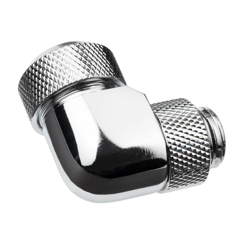 Alphacool Eiszapfen 13mm HardTube kruviühendus 90° pööratav G1/4 - nurkliitmik vedelikjahutussüsteemile - kroom