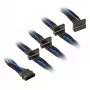 SilverStone 4-Pol-Molex kuni 4x SATA kaabel, 300 mm - must/sinine