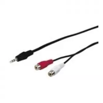 Wentronic Goobay 3,5 mm pesa-/RCA-adapterkaabel, must, 1,5 m - 3,5 mm pistik (3 kontakti, stereo) > 2x RCA-pesa (heli vasak/parem) (50116)