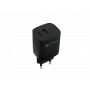 NATEC juhtmega mobiilseadme laadija NUC-2141, 30W, USB-C PD 3.0 + USB-A QC 3.0, 110–240V, must